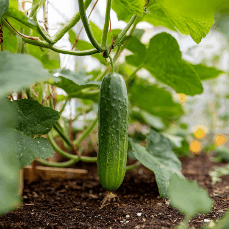 Beit Alpha Cucumber plant growing in a garden